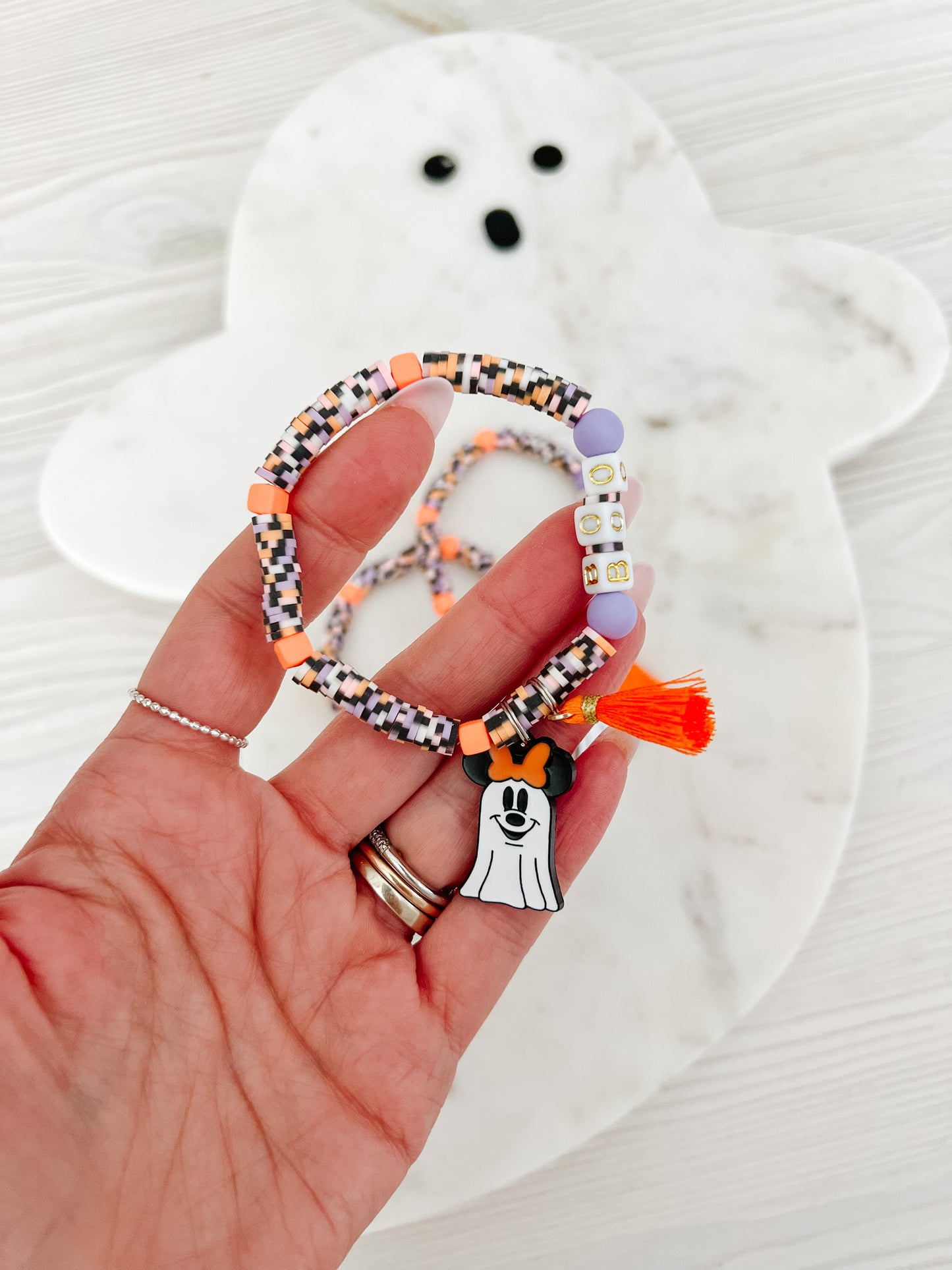 Ghost mouse with bow Bracelet