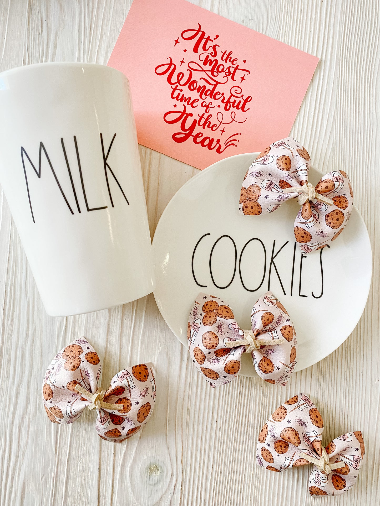 Pink Milk & cookies -  Bow