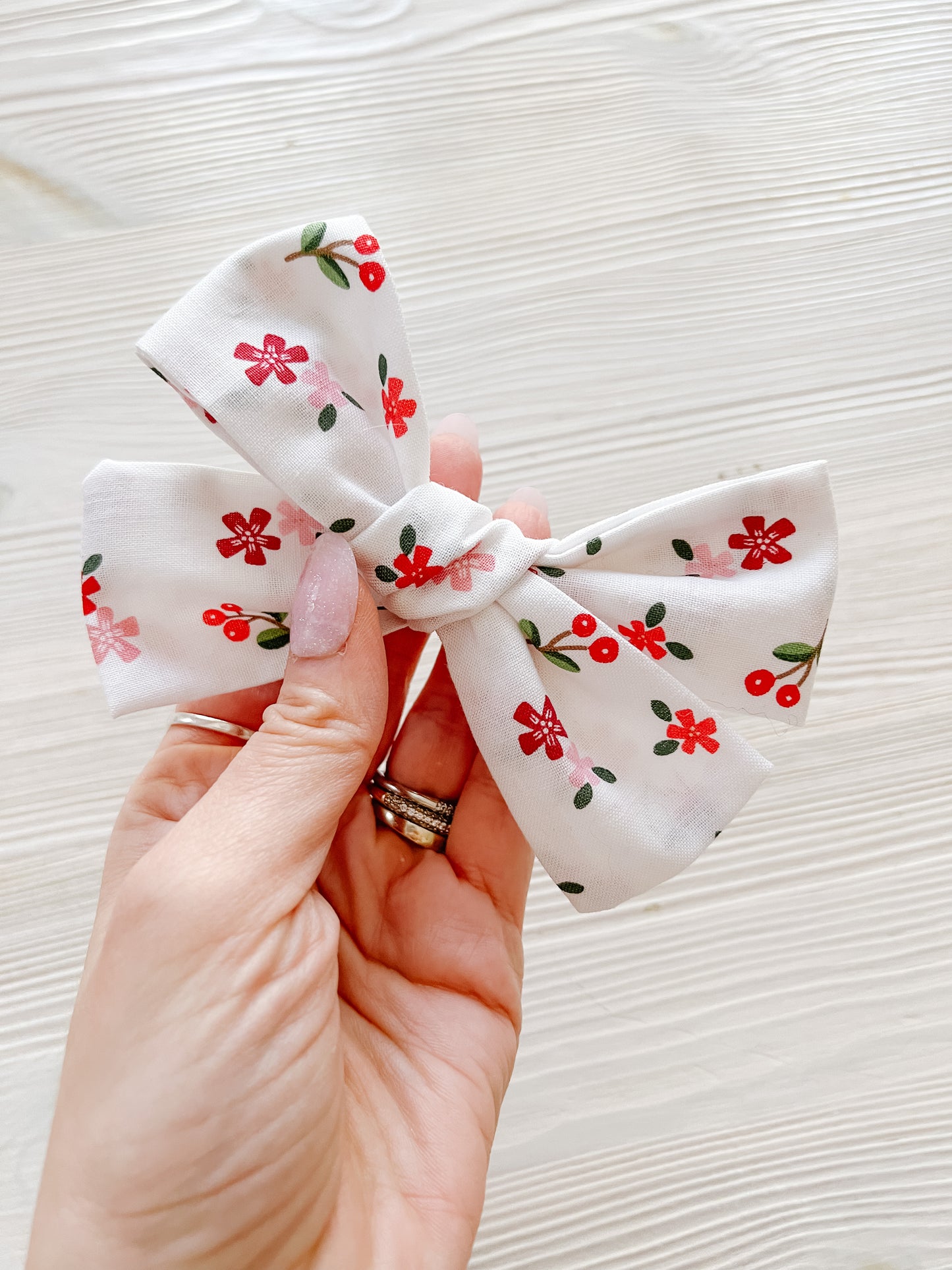 Hand tied Bow - Holly berries